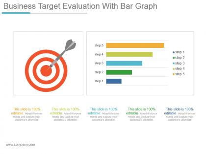 Business target evaluation with bar graph powerpoint slide download