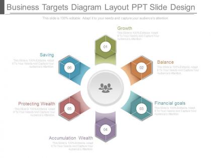 Business targets diagram layout ppt slide design