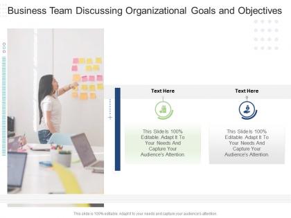 Business team discussing organizational goals and objectives infographic template