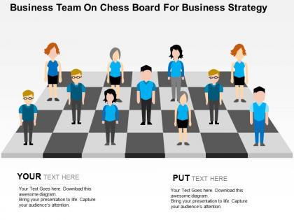 Business team on chess board for business strategy flat powerpoint design