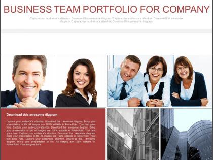 Business team portfolio for company flat powerpoint design