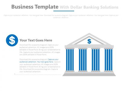 Business template with dollar banking solutions powerpoint slides