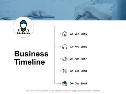 Business timeline five years ppt powerpoint presentation slides outline