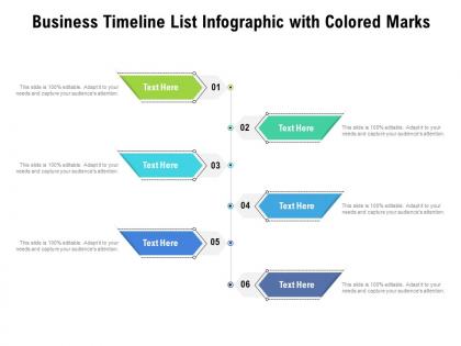 Business timeline list infographic with colored marks