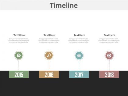 Business timeline with year based analysis powerpoint slides