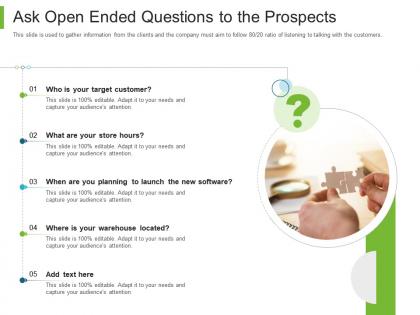 Business to business marketing ask open ended questions to the prospects ppt slides picture