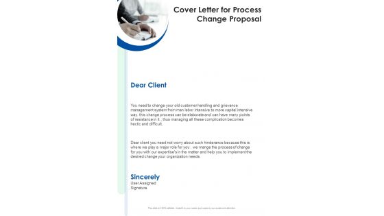 Business Transformation Cover Letter For Process Change Proposal One Pager Sample Example Document