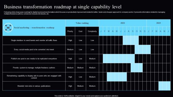Business Transformation Roadmap At Single Capability Level