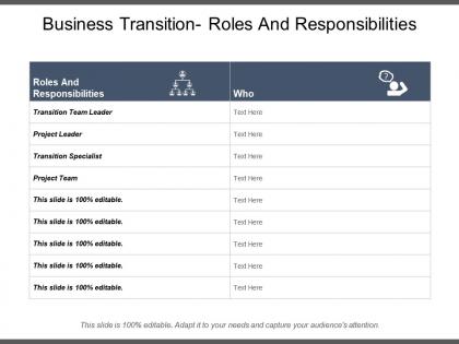 Business transition roles and responsibilities