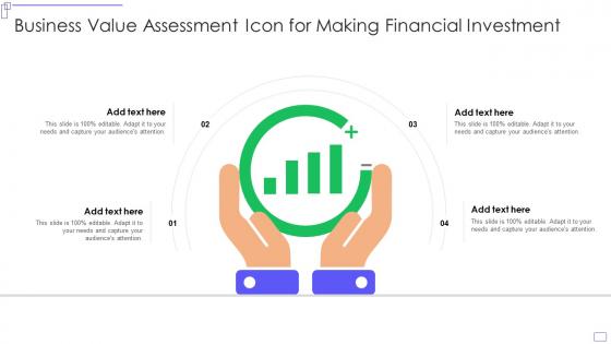Business value assessment icon for making financial investment