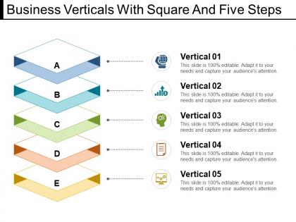 Business verticals with square and five steps
