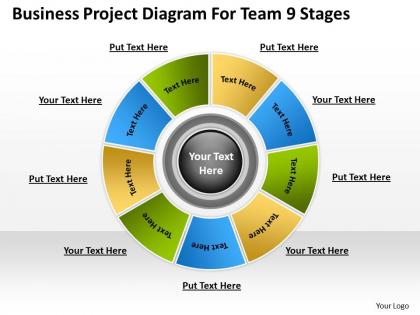Business workflow diagram project for team 9 stages powerpoint slides