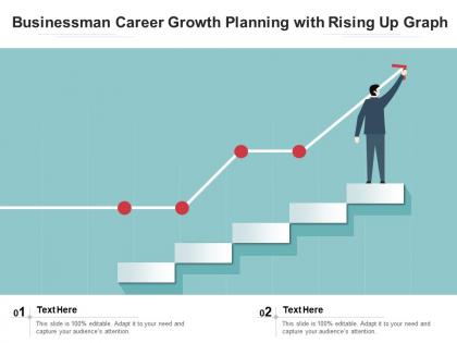 Businessman career growth planning with rising up graph