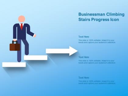 Businessman climbing stairs progress icon