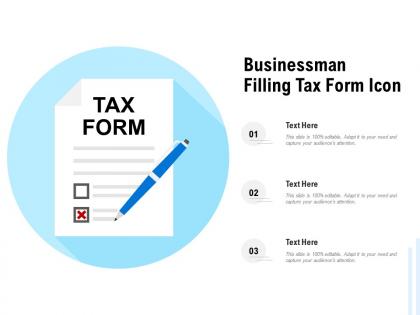Businessman filling tax form icon