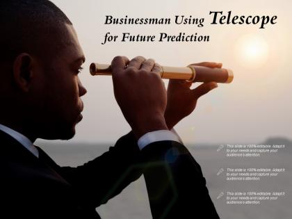 Businessman using telescope for future prediction