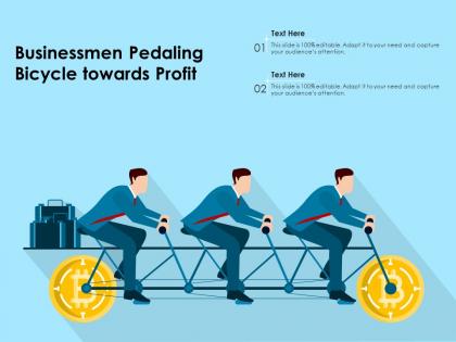 Businessmen pedaling bicycle towards profit