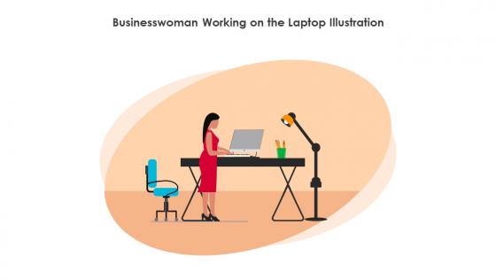 Businesswoman Working On The Laptop Illustration