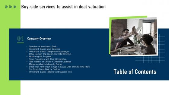 Buy Side Services To Assist In Deal Valuation Table Of Contents