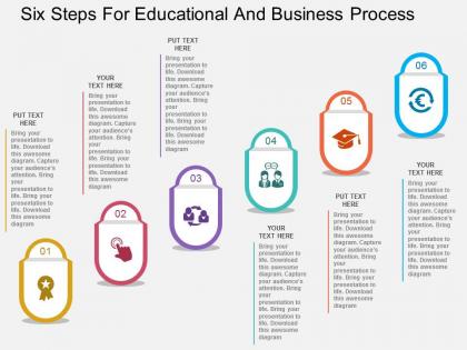 By six steps for educational and business process flat powerpoint design
