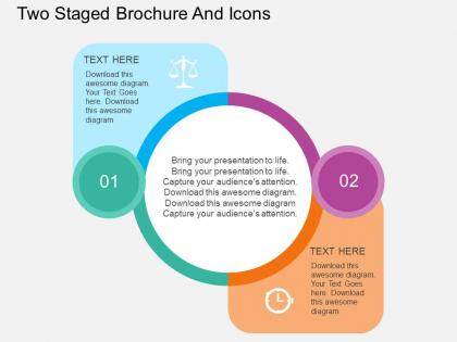 By two staged brochure and icons flat powerpoint design