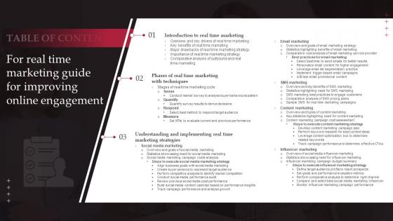 C63 Real Time Marketing Guide For Improving Online Engagement Table Of Contents