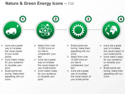 Ca car nuclear energy symbol with sun and globe for green energy ppt icons graphics