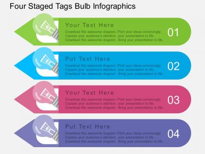Ca four staged tags bulb infographics flat powerpoint design