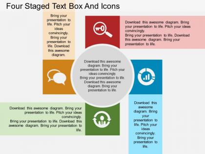 Ca four staged text box and icons flat powerpoint design