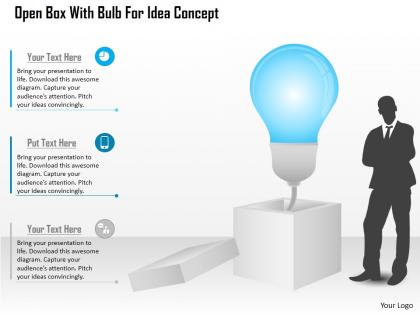 Ca open box with bulb for idea concept powerpoint template