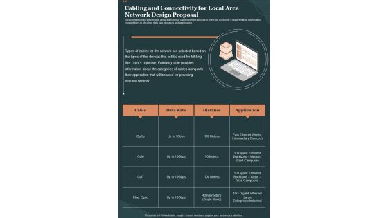 Cabling And Connectivity For Local Area Network Design Proposal One Pager Sample Example Document