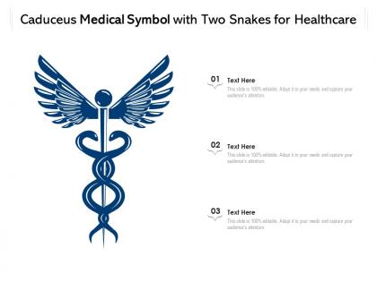 Caduceus medical symbol with two snakes for healthcare