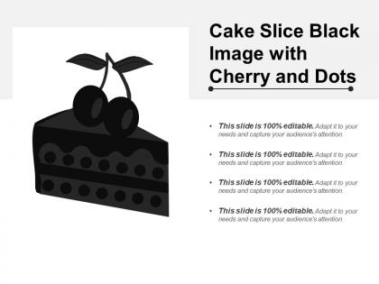 Cake slice black image with cherry and dots