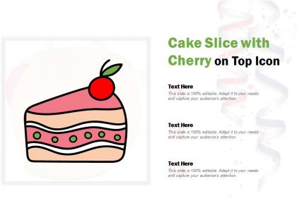 Cake slice with cherry on top icon