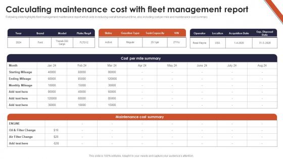 Calculating Maintenance Cost With Fleet Management Report