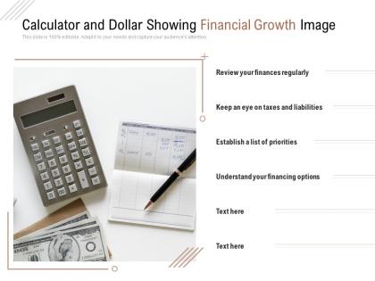 Calculator and dollar showing financial growth image