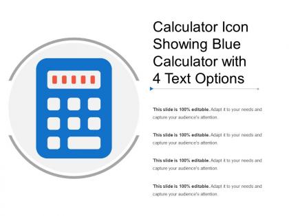 Calculator icon showing blue calculator with 4 text options