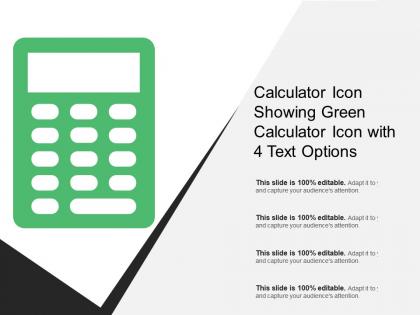 Calculator icon showing green calculator icon with 4 text options