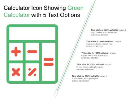 Calculator icon showing green calculator with 5 text options
