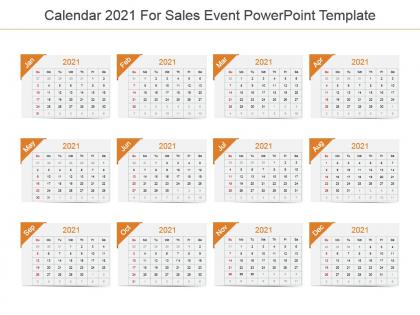 Calendar 2021 for sales event powerpoint template