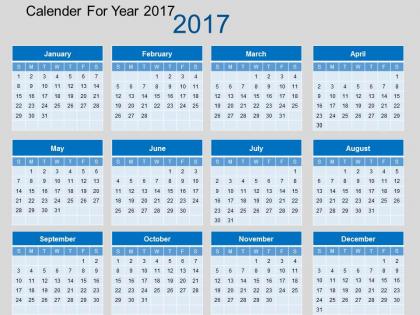 Calendar for year 2017 flat powerpoint design