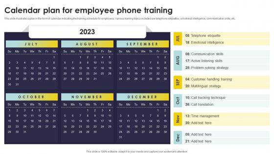 Calendar Plan For Employee Phone Training Types Of Customer Service Training Programs