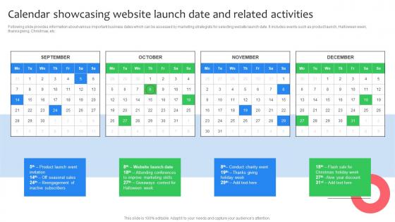 Calendar Showcasing Website Launch Date And Virtual Shop Designing For Attracting Customers