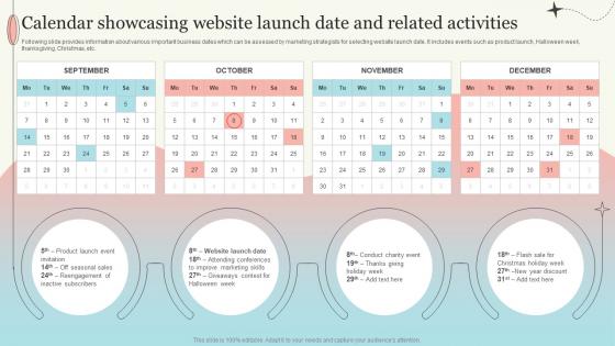 Calendar Showcasing Website Launch Date New Website Launch Plan For Improving Brand Awareness