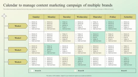 Calendar To Manage Content Marketing Campaign Building A Brand Identity For Companies