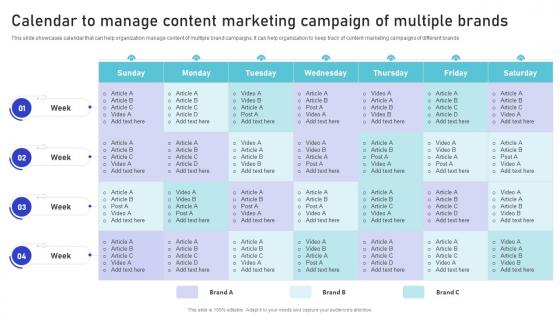 Calendar To Manage Content Marketing Campaign Of Multiple Brands