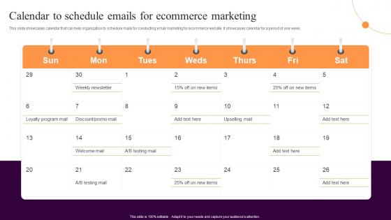 Calendar To Schedule Emails For Ecommerce Implementing Sales Strategies Ecommerce Conversion Rate