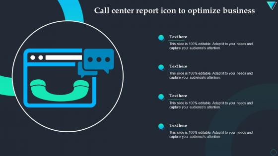 Call Center Report Icon To Optimize Business
