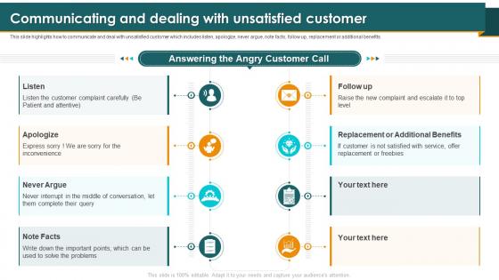 Call Center Smart Action Plan Communicating And Dealing With Unsatisfied Customer