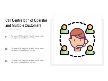Call centre icon of operator and multiple customers